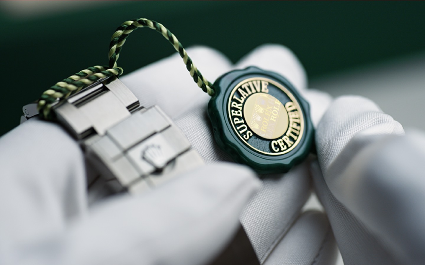 Detailed view of Rolex Superlative certification seal